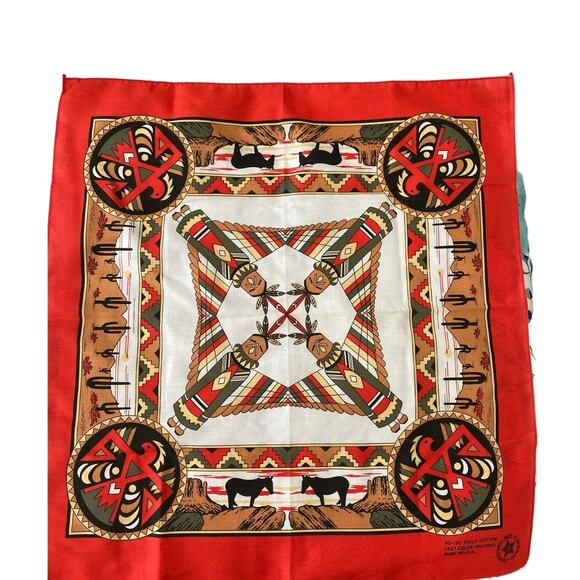 Vintage Wamcraft Crafted with Pride Native‎ Design Handkerchief Bandana - Picture 1 of 7